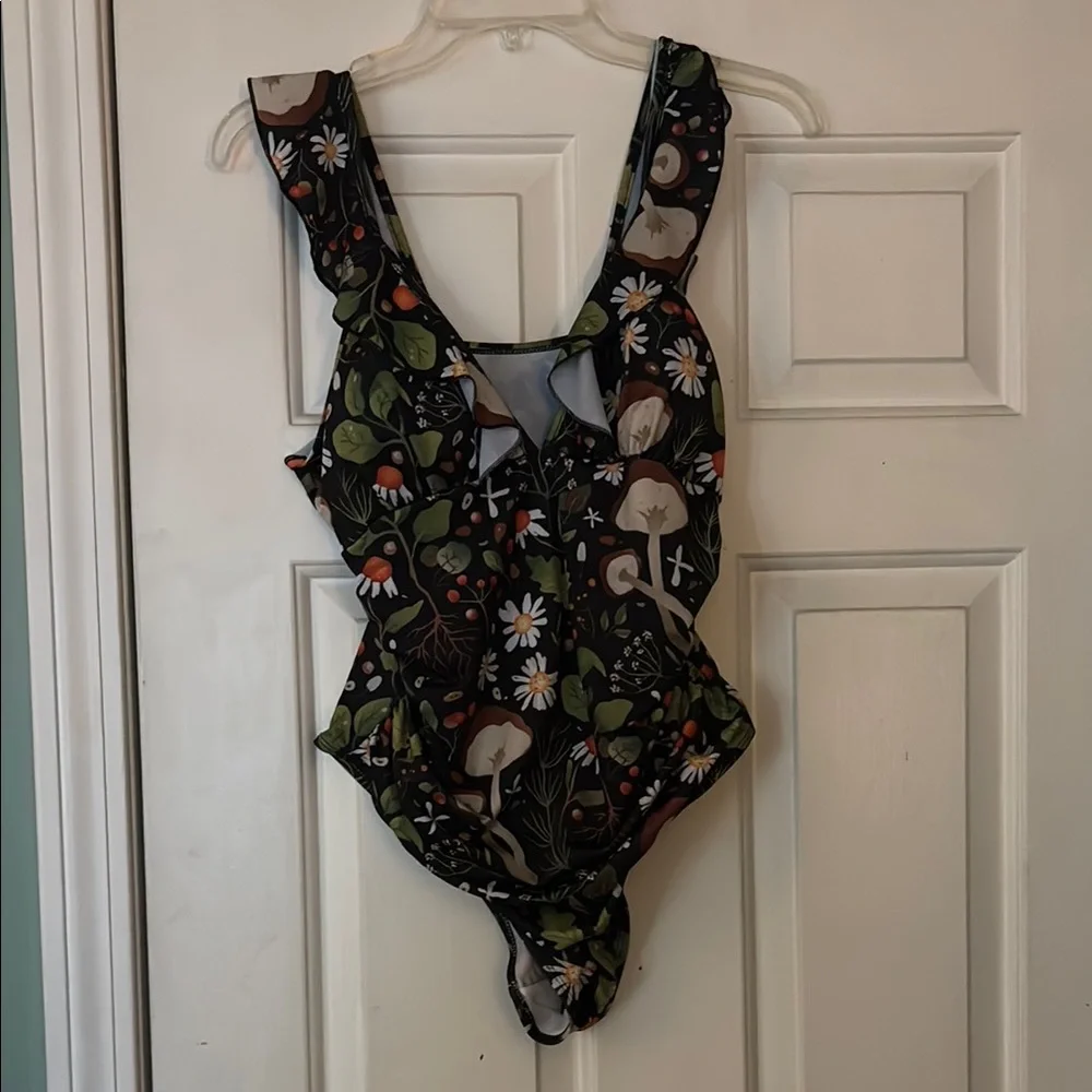 SHEIN Black Floral One Piece Swimsuit - Picture 1 of 4